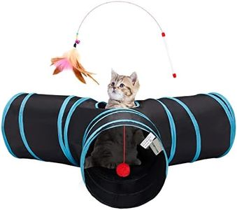 Tempcore Pet Cat Tunnel Tube Toys 3 Way Collapsible, Tunnels for Indoor Cats，Kitty Bored Peek Hole Toy Ball Cat, Puppy, Kitty, Kitten, Rabbit