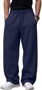 EFAN Men's Baggy Sweatpants Wide Leg Drawstring Sweat Pants Navy Blue M