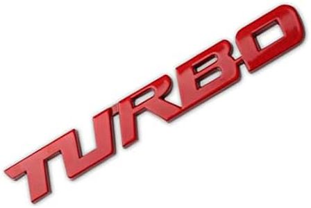 Turbo Car Emblem, 3D Letter Emblem Badge Sticker, 3D Metal Turbo Premium Car Side Fender Rear Trunk Emblem Badge Decals, 3D Metal Turbo Emblem Decoration Stickers Fit for All Cars (Red)