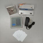 NAVKAR SYSTEMS RFID Card Password Based Access Control System, Fully Frameless Glass Door Lock, Exit Button, 12 v 2 Amp Adapter, 10 RFID Cards