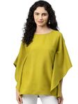 Cottinfab Women Three Forth Sleevesgreen Kimono Sleeve Kaftan Regular Fit Top