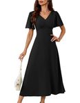 GRACE KARIN Ladies Party Wedding Dress A Line Chiffon Graduation Dress Cape Sleeve A-Line Cocktail Dress Black M