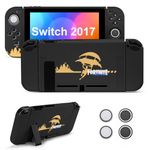 JINGDU Switch Protective Case for Switch 2017 NS, Dockable Soft TPU Switch Protector, Slim Shock-Absorption Anti-Scratch Switch Cover for Switch NS with Thumb Grips Caps (Fortnite)