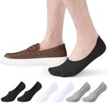 Closemate Mens No Show Socks 6 Pairs Invisible Trainer Socks Low Cut Socks with Non-Slip Silicone Stripes(2Black2White2Grey, Size L)