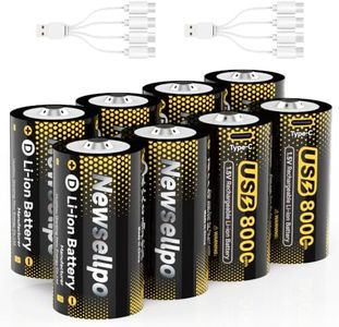 Newsellpo Rechargeable D Batteries 8 Pack, 1.5V Constant Voltage 8000mWh High Capacity LR20 D Cell Lithium Battery, USB-C Fast Charging, 1600+ Cycles for Gas Stove, Flashlight, Camping Emergency Use