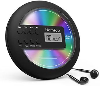 Rechargeable Portable CD Player for Car, Hernido Discman CD Player with FM Transmitter, 20 Hours Playtime Personal Compact Disc CD Player, USB CD Walkman with Headphones, Anti-Skip & Resume Playback