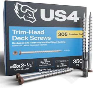 US4 - #8 x 2-1/2" - Tropical Timber Brown Wood Screws | 305 Stainless Steel | Trim Head T15 Star Drive | Rust & Corrosion-Resistant | Outdoor Decking Screws (350, #8x2.5-2.5Inches)