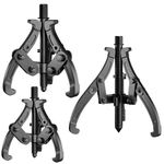 HERLLD 3 Jaw Gear Puller 3‘’ 4‘’ 6‘’, 2/3 Leg Bearing Removal Tool with Reversible Jaws for Gears Pulley Flywheel Bearings, Gear Extractor Tool 1.1t/1.6t/3.0t (3-Piece Set)