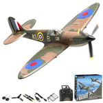 VOLANTEXRC RC Plane Spitfire, 2.4 GHz Remote-Controlled Aircraft RTF with 2 Batteries and 6-Axis Gyro Stabiliser, 4CH RC Glider Toy for Beginners, Children, Adults
