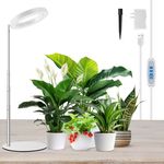 Kullsinss 6.3 in Grow Lights for Indoor Plants, 80 LEDs Full Spectrum Plant Grow Light Desk Grow Lamp with 2 Mounting Options, Automatic Timer 6H 12H 16H, 5 Dimmable Levels, 37.4 in Height Adjustable