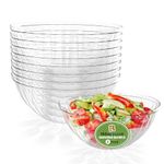 R-kay 6 Pack Extra Large Serving Bowl - 150 Ounce Plastic Serving Bowls For Entertaining - Clear Plastic Bowls For Salads And Snacks - Disposable bowls For All Occasions