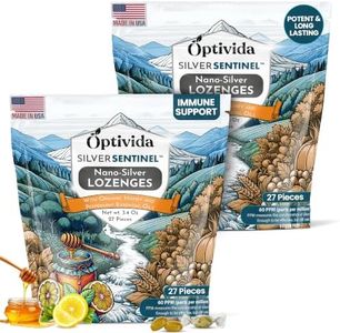 OPTIVIDA Nano Colloidal Silver Lozenges 60 PPM - Organic Cough Drops for Adults & Kids - Natural Honey Sore Throat Lozenges for Immune Support - Soothing Lemon Lozenge, Non GMO, Gluten Free - 54ct