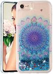 LEECOCO iPhone 6S Plus Case Dandelion Bling Glitter Liquid Shiny Quicksand Clear Transparent Soft TPU Silicone Shockproof Protection Bumper Cover for iPhone 6 Plus/iPhone 6S Plus Blue Feather LS XY