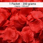 Tied Ribbons Decoration Items For Room Home Decor Living Room Bedroom Bathroom Table Artificial Red Rose Petals Flowers (Red, 200 Grams) Birthday Wedding Anniversary Party Decorations - Silk