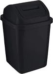 Homeshopa Plastic Swing Top Waste Bin, 5Litre Rubbish Recycling Waste Paper Trash Can, Square Small Flip Top Lid Dustbin, Home Kitchen Household Bathroom Office Garbage Bin (Black)