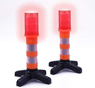 Aolyty 2 LED Emergency Roadside Flashing Flares Red Roadside Beacon Safety Strobe Light Road Warning Magnetic Base Signal Alert Upright Stand Storage Case