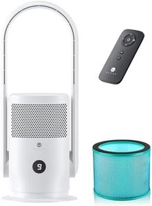 ULTTY Bladeless Tower Fan with Air Purifier, 90° Oscillating Bladeless Fan with Remote, Touch, 8H Timer, Floor Fans for Bedroom Whole Room Home Office R021, White