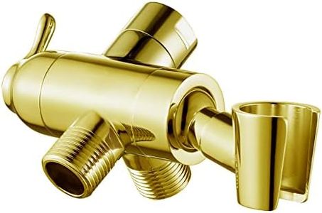 Shower Diverter Valve with Handshower Mount, G1/2 Brass Shower Arm Diverter 3 Way Bathroom Universal Shower System Replacement for Handheld Shower and Fixed Shower Head, Polisded Gold