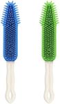 [2Pcs] Pet Hair Remove Brush, Best Car & Auto Detailing Brush Portable Dogs Cats Hair&Lint Remover Brush Rubber Massage Brush for Car&Auto Furniture, Carpet, Clothes, Leather (Blue and Green)