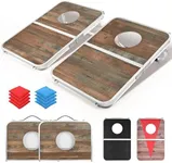 ROPODA Portable Cornhole Board Set, 24 x 16 in Corn Hole Games for Adults with 8 Bean Bags, Lightweight Aluminum Alloy Edging Cornhole Set for Outdoor Games,Beach and Tailgates.(Wood Grain)