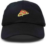 DALIX Pizza Slice Embroidered Dad Cap Cotton Baseball Hat Unisex, Black, One size