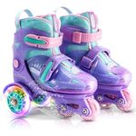 SULIFEEL Adjustable Toddler Roller Skates for Girls Boys, Kids Light Up Flash Wheels Skates Three-Point Type Balance Suitable for Beginners Indoor and Outdoor Roller Skating