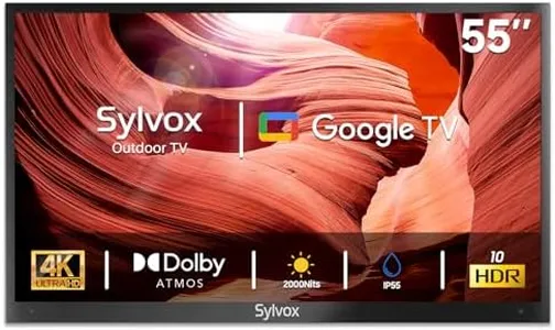 SYLVOX Outdoor TV, 55 inch 2000 Nit High Brightness Smart Outdoor TV, 4K Sunlight Readable Display, IP55 Waterproof, Smart TV for Outdoor Households or Commercial Places (Pool Pro 2.0/2024)