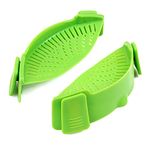 Cozihom 2 Packs Silicone Clip-on Stew-Pan Strainer, Pasta Strainer, Colander, for Pan Universal Size, Food Grade Material/Heat Resistant, Green