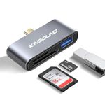 Kinsound 3 in 1 USB C to SD/TF Card Reader with Type-C, SD, TF & USB Ports, Portable Micro SD Card to Type C Adapter Compatible for iPhone 15, USB-C Tablet, MacBook Pro/Air & All Android Phone