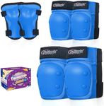 Nattork Knee Pads, Elbow Pads & Wrist Guards for Adult, 6 in 1 Protective Gear Set for Skateboard, Roller Skate, Inline Skates, Cycling and Scooter- Multi Sport Pads Set for Boys, Girls-Blue(Small)