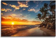 DZL Art S74769 Canvas Painting Print Paradise Tropical Island Beach with Palms Photograph Print Nature Pictures Wall Art Canvas Prints Painting for Living Room Bedroom Decor Office Wall Decor