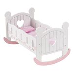 ROBUD Baby Doll Crib with Bedding 20inch Wooden Doll Rocking Cradle Play Furniture Doll Bed Fits for 18inch American Girl Dolls