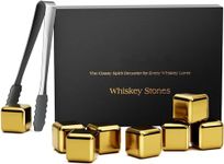 BLEQYS® Whisky Stone Gift Set - Reusable Ice Cube, Stainless Steel Whisky Metal Ice Cube, Drinking Gift Set for Men, Metal Ice Cube for Whisky, Vodka, Wine, Drink Juice (Pack of 8) (08-GOLD)