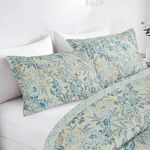 BSB HOME 100% Cotton Quilted/Ultrasonic 280 Tc Printed King Size Bed Cover/Bedsheet/Bedspread Comforter with 2 Pillow Shams/Cover, (Luxurious, 90 x100 inches, Floral Teal & White)