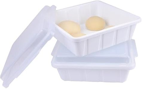 LUVCOSY 2 Packs Pizza Dough Proofing Box Tray, Home Pizza Dough Containers, Stackable Pizza Storage Container, 1.6 Gal Durable Dough Tray for Pizza, BPA Free, Dishwasher Safe, 12" x 12" x 3.5" (White)