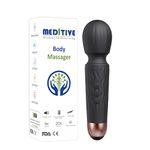 Meditive Personal Body Wand Massager Machine with 20 Vibration Modes 9 Speed Modes Waterproof (Black)