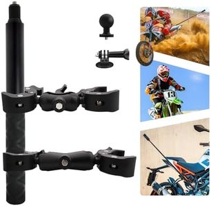 WEWOGA Motorcycle Double Clamp Mount Kit with 59" Invisible Selfie Stick Compatible for Insta 360 X4 X3 X2 X ONE RS R GO 3 Aluminum Alloy Heavy-Duty Handlebar Clamp Mount Accessories