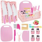 Kids kitchen knife Set for Chopping 24PCS Mini Chef Knife Set for Kids with Toddler Knife,Foldable Storage Box,Crinkle Cutter,Cookie Cutters and more for 4 5 6 Years Boys Girls Birthday Gifts