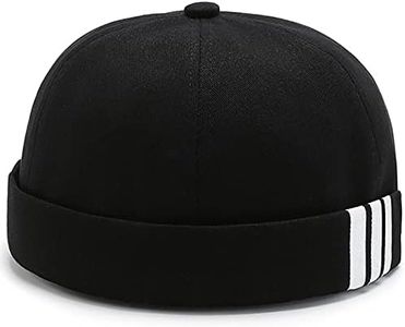 XYIYI Black Stripe Cotton Brimless Docker Cap Adjustable Street Casual Sailor Cap Skullcap Beanie Hat…