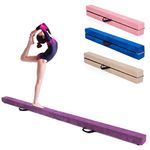 COSTWAY Folding Gymnastics Balance Beam, 7ft/210cm Kids Training Beam with Carry Handles, Anti-Slip Base, Floor Gymnastics Beams for Home Gym Exercise (Purple)