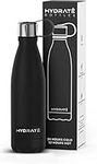 HYDRATE Super Insulated Stainless Steel Water Bottle - 500ml - Carbon Black - BPA Free, Vacuum Drinking Flask - 24 Hours Cold & 12 Hours Hot