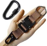 Tactical Key Chains for Mens, EDC Gear Clips with HK Clip and Stainless Steel Rings, Large Military Keychain Clips Nylon Webbing Rigger Work Carry Tool Molle Accessories Khaki