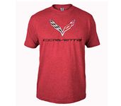C7 Corvette Logo Flag T-Shirt : Heather Red (X-Large)