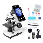 Microscope for Students and Kids, 100-2000x Magnification Powerful Biological Educational Microscope with Operation Accessories, Slides Set, Phone Adapter, Wire Camera Shutter & Backpack