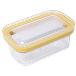 Butter Dish with Lid Butter Stick Slicer Cutter Cheese Storage Box with Stainless Steel Wire Airtight Butter Keeper Removable Butter Tray Container Transparent Butter Cases Good Sealing Cutting Jar