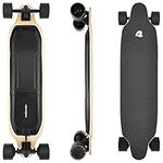 Retrospec Tidal Rev Plus Electric Longboard with Wireless Remote - 25mph 38.2” Electronic Skateboard with 252W Motor & 15.5 Mile Range - 4 Speed E-Bike for Adults & Teens - Natural