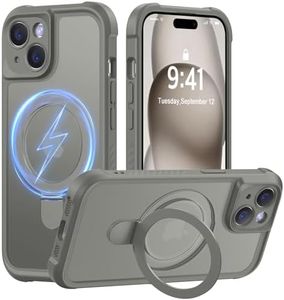 MOCCA Design for iPhone 15 Case with Magnetic Invisible Stand [Full Camera Protection] [Compatible with Magsafe] Military Drop Shockproof Translucent Matte Phone Case Cover 6.1",Titanium Gray