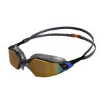 Speedo Unisex Aquapulse Pro Swimming Goggles, Anti-Fog, Anti-Mist, Anti-Leak, Oxid Grey/Black/Orange Gold, One Size