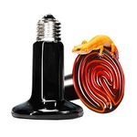 Lucky Farm Reptile Heating Lamp Bulb 2pcs Amphibian Ceramic Infrared Heat Lamp Emitter with no Light for Brooder Chicken Coop, Hedgehog, Iguana Lizard Bearded Dragon Turtle Snake(Black, 75W)