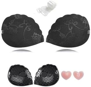 Adhesive Bra Push up Strapless Sticky Bras Upgrade Lace Invisible for Women Dress Backless with Detachable Strap Nipple Cover
